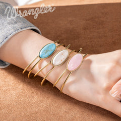 Wrangler Gold Western Natural Stone Cuff Bangle