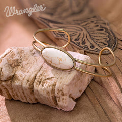 Wrangler Gold Western Natural Stone Cuff Bangle