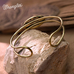 Wrangler Gold Western Natural Stone Cuff Bangle