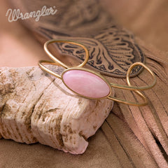 Wrangler Gold Western Natural Stone Cuff Bangle
