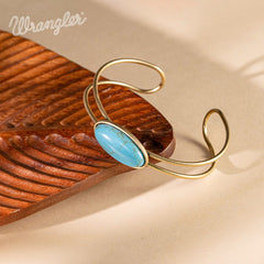 Wrangler Gold Western Natural Stone Cuff Bangle