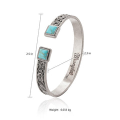 Wrangler Silver Western Natural Stone Engraved Cuff Bracelet