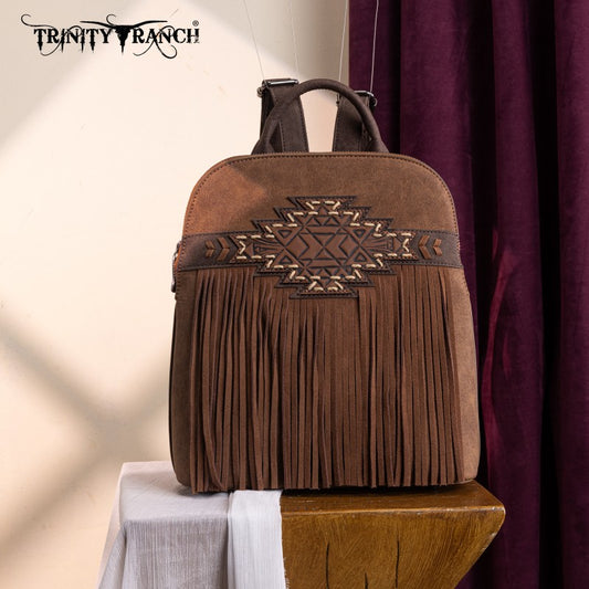 Trinity Ranch Aztec Tooled Fringe Concealed Carry Backpack