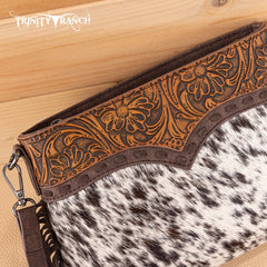 Trinity Ranch Floral Tooled Hair-On Cowhide Crossbody