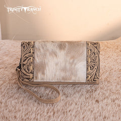 Trinity Ranch Genuine Hair-On Cowhide Tooled Concealed Carry Tote