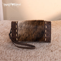 Trinity Ranch Genuine Hair-On Cowhide Tooled Concealed Carry Tote