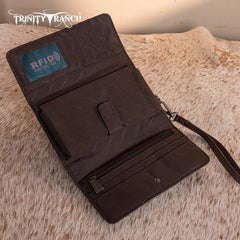 Trinity Ranch Genuine Hair-On Cowhide Tooled Concealed Carry Tote