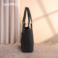 Trinity Ranch Genuine Hair-On Cowhide Tooled Concealed Carry Tote