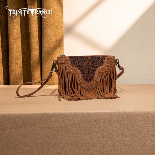 Trinity Ranch Floral Tooled Crossbody Purse