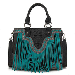 Trinity Ranch Floral Tooled Fringe Tote Bag