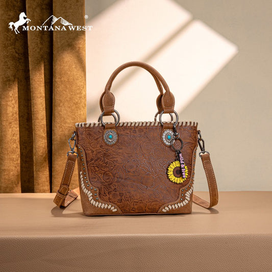 Montana West Embossed Collection Tote Bag Set
