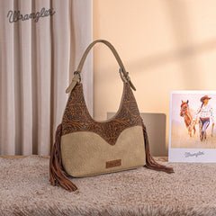 Wrangler Fringe Floral Tooled Hobo Bag