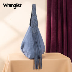 Wrangler Fringe Floral Tooled Hobo Bag
