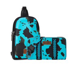 WRANGLER COW PRINT BAG SET