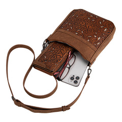 Trinity Ranch Floral Aztec Tooled Crossbody