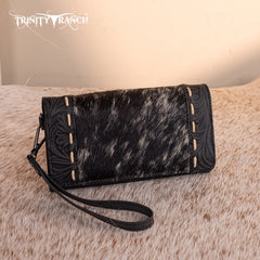 Trinity Ranch Genuine Hair-On Cowhide Tooled Concealed Carry Tote Bag