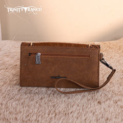 Trinity Ranch Genuine Hair-On Cowhide Tooled Concealed Carry Tote Bag