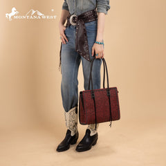 Montana West Floral Tooled Tote Bag