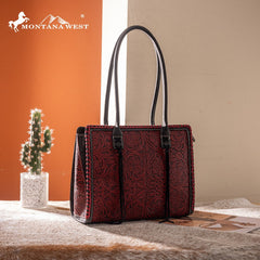 Montana West Floral Tooled Tote Bag