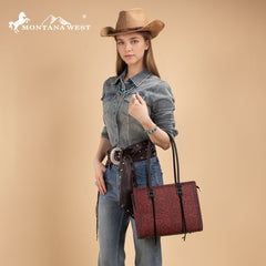 Montana West Floral Tooled Tote Bag