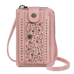 PHD-2108  American Bling Pink Cut-Out Studs Phone Wallet/Crossbody