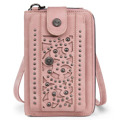 PHD-2108  American Bling Pink Cut-Out Studs Phone Wallet/Crossbody