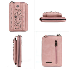 PHD-2108  American Bling Pink Cut-Out Studs Phone Wallet/Crossbody