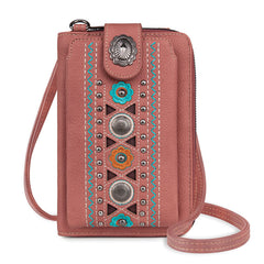 PHD-2116  American Bling  Embroidered Concho Phone Wallet/Crossbody