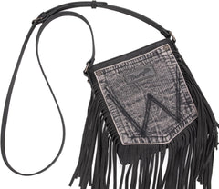 Wrangler Leather Fringe Jean Denim Pocket Crossbody - Cowgirl Wear