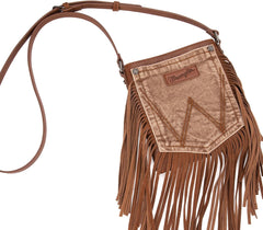 Wrangler Leather Fringe Jean Denim Pocket Crossbody - Cowgirl Wear