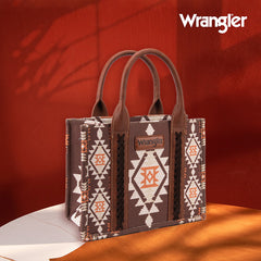 Wrangler Aztec Southwestern Pattern Dual Sided Print Canvas Tote/Crossbody Bag Collection