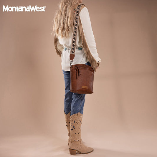 Montana West Double Compartments Crossbody Purse