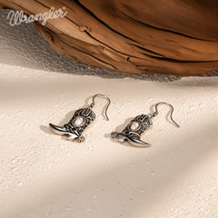 Wrangler Silver Boots Pendant Necklace Earrings Set