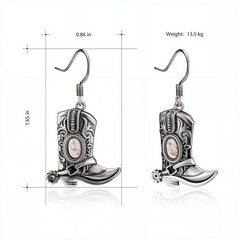 Wrangler Silver Boots Pendant Necklace Earrings Set