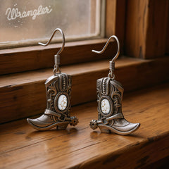 Wrangler Silver Boots Pendant Necklace Earrings Set