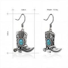 Wrangler Silver Boots Pendant Necklace Earrings Set