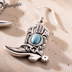 Wrangler Silver Boots Pendant Necklace Earrings Set