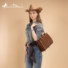 Montana West Floral Tooled Tote Bag