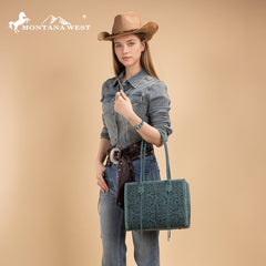 Montana West Floral Tooled Tote Bag