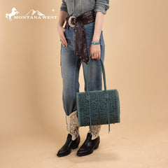 Montana West Floral Tooled Tote Bag