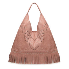 Montana West Boot Stitch Fringe Large Hobo Bag