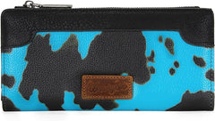 WG133-212 Wrangler Cow Print Bi-Fold Wallet - Turquoise