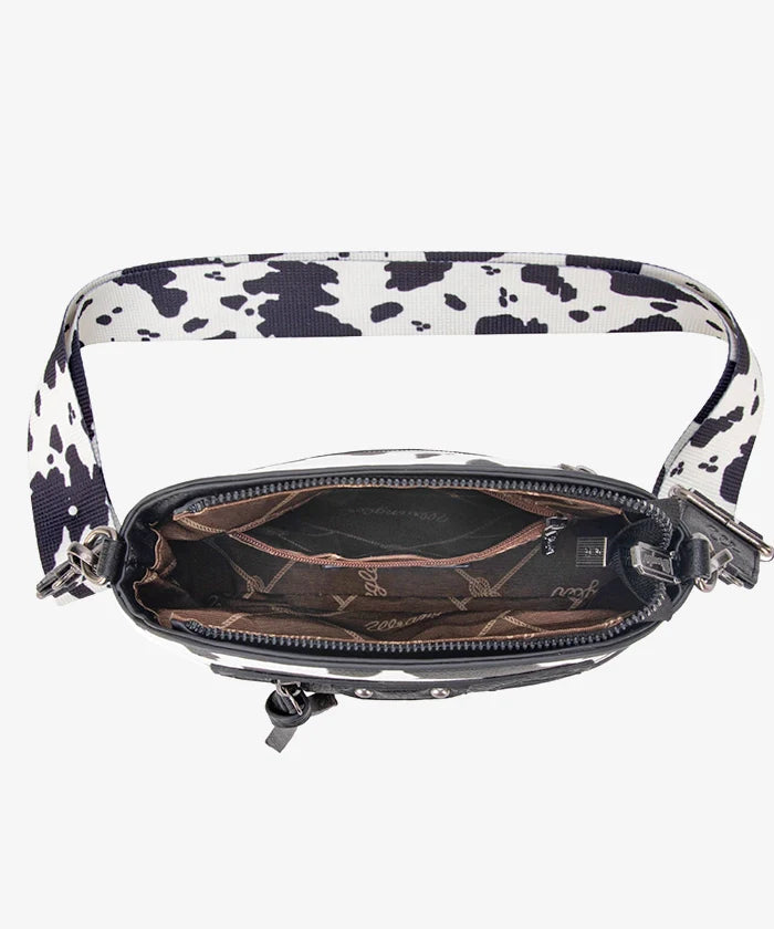 Wrangler Zippered Cow Print Crossbody Bag - Montana West World