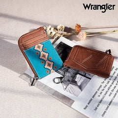 WG2203-W005 2023 Fall New Wrangler Aztec Southwestern Art Print Mini Zip Card Case