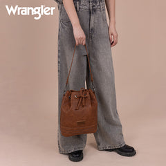 Wrangler Leather Bucket Crossbody Bag