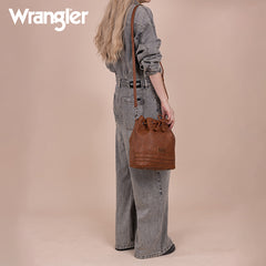 Wrangler Leather Bucket Crossbody Bag