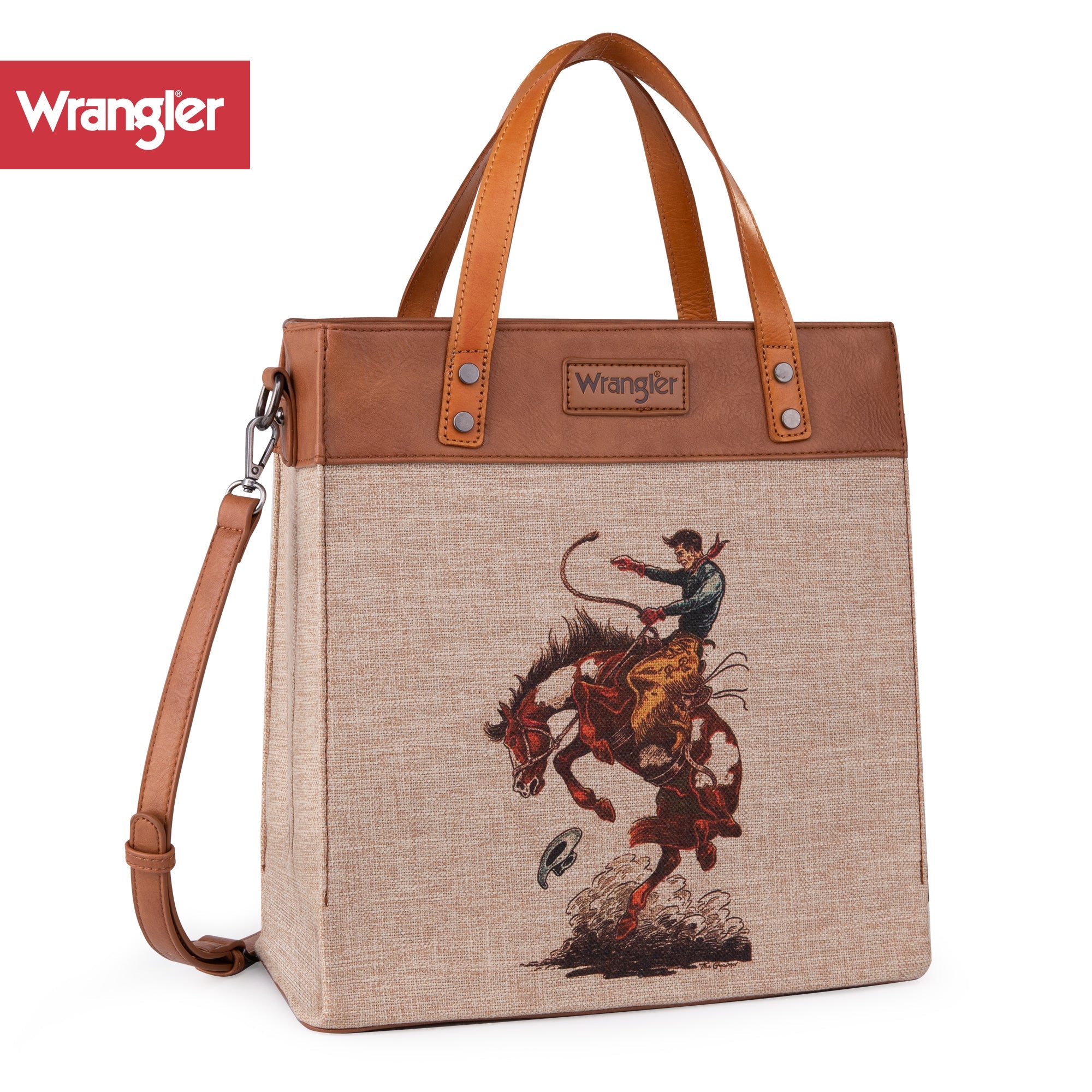 [Best Seller]Wrangler Tote Bag for Women Zipper Shoulder Handbag Coffee