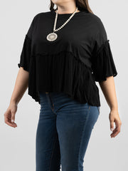 Plus Size Women Jersey Contrast Crepe Viscose Top - Cowgirl Wear