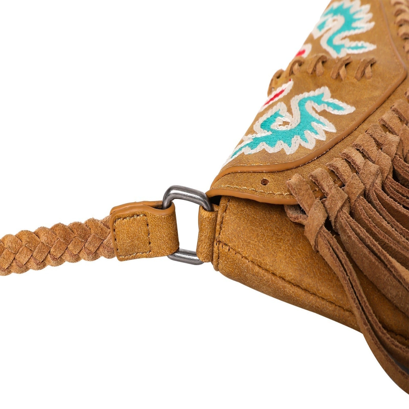 Western Genuine Leather Indian Head Cowgirl Crossbody Messenger Fringe  Purse Bag