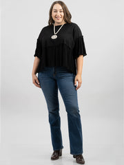 Plus Size Women Jersey Contrast Crepe Viscose Top - Cowgirl Wear